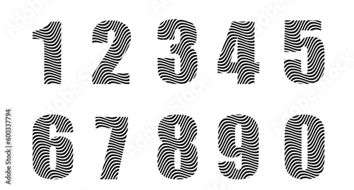 set of numbers made of curly lines 