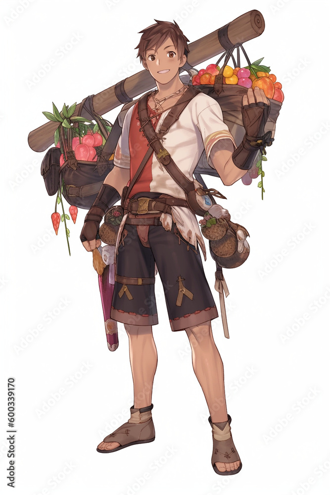 農家の男性キャラクターの全身イラスト(AI generated image) 農家の男性キャラクターの全身イラスト(AI generated image)