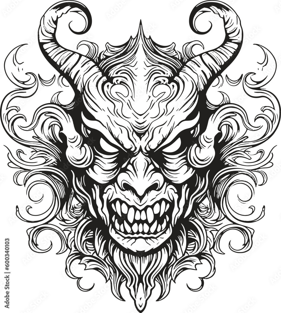 Demon skull head vector art Demon skull head vector art