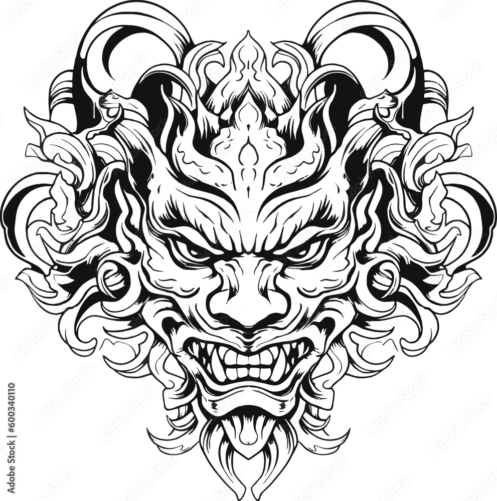 Obraz premium Demon skull head vector art