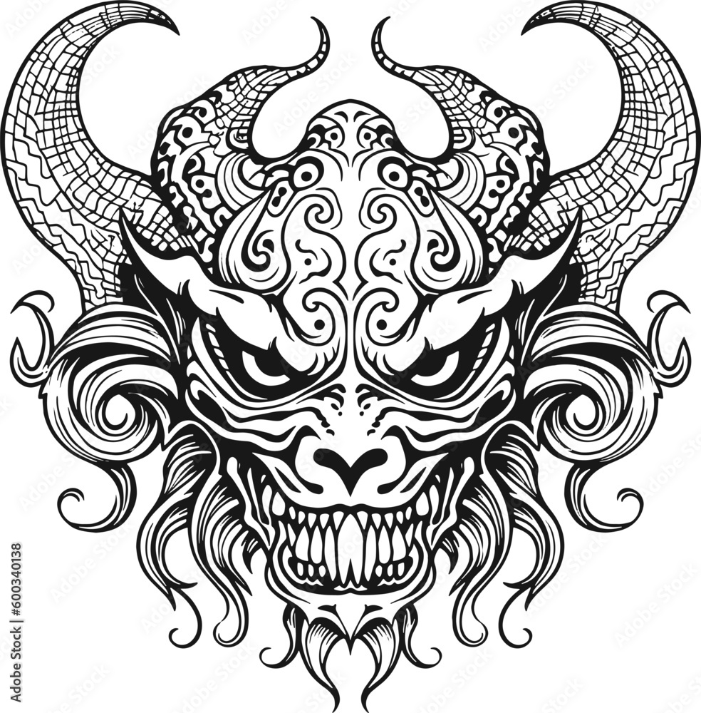 Demon skull head vector art