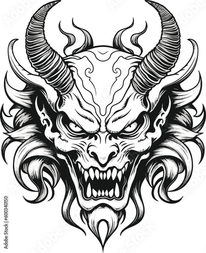 Demon skull head vector art