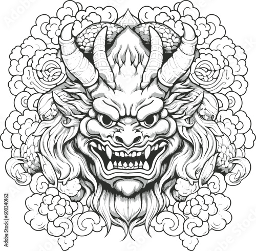Demon skull head vector art