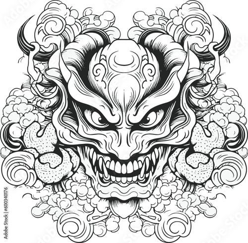 Demon skull head vector art