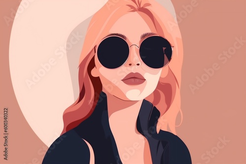 woman design model modern girl poster fashion style illustration portrait glasses. Generative AI.
