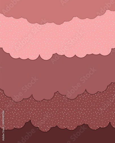 Wavy dark pink background, brown wavy with white polka dots. editable vector