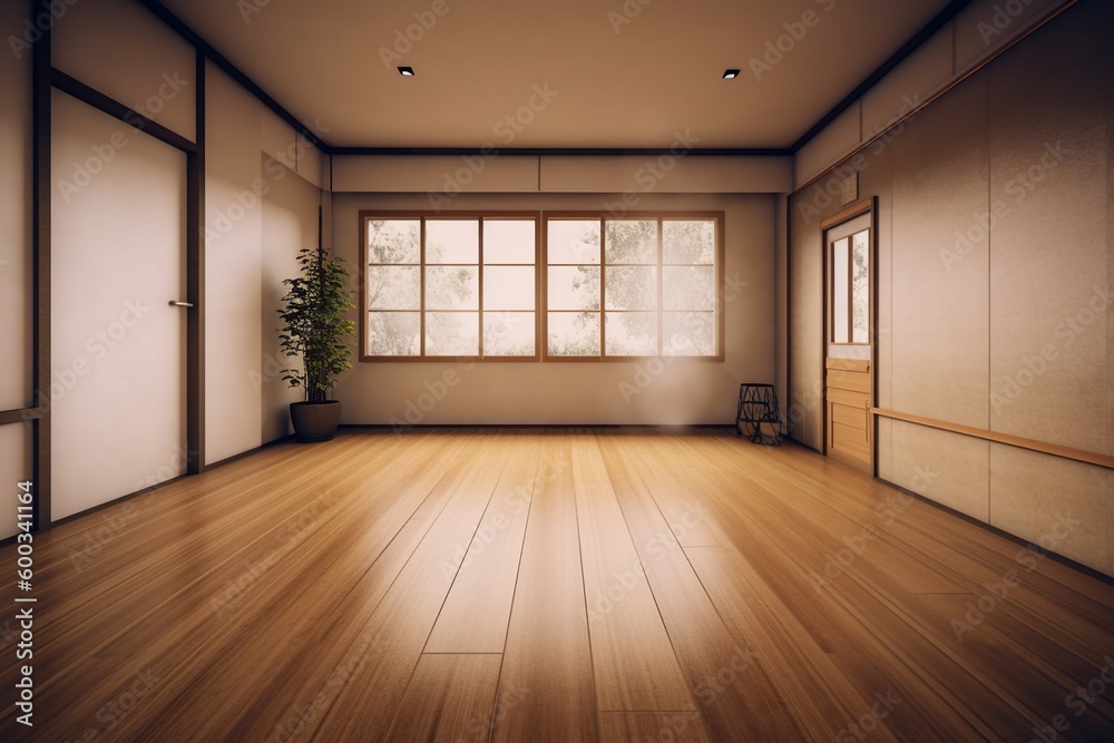 Empty Room Interior with wooden floor -Ai Empty Room Interior with wooden floor -Ai