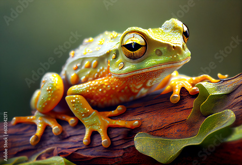 portrait of tree frog close-up. Generative Ai