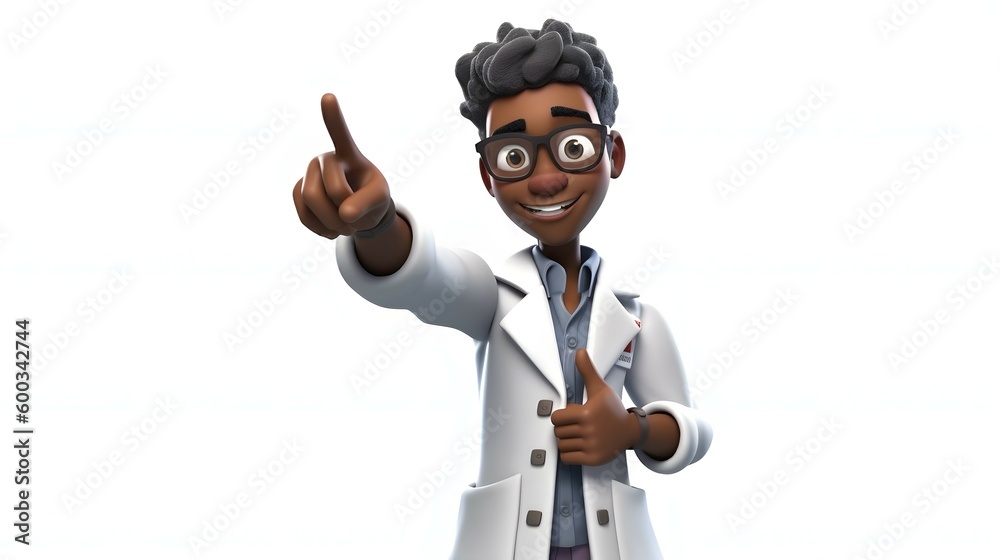Black man doctor. Therapist cartoon character. Generative AI