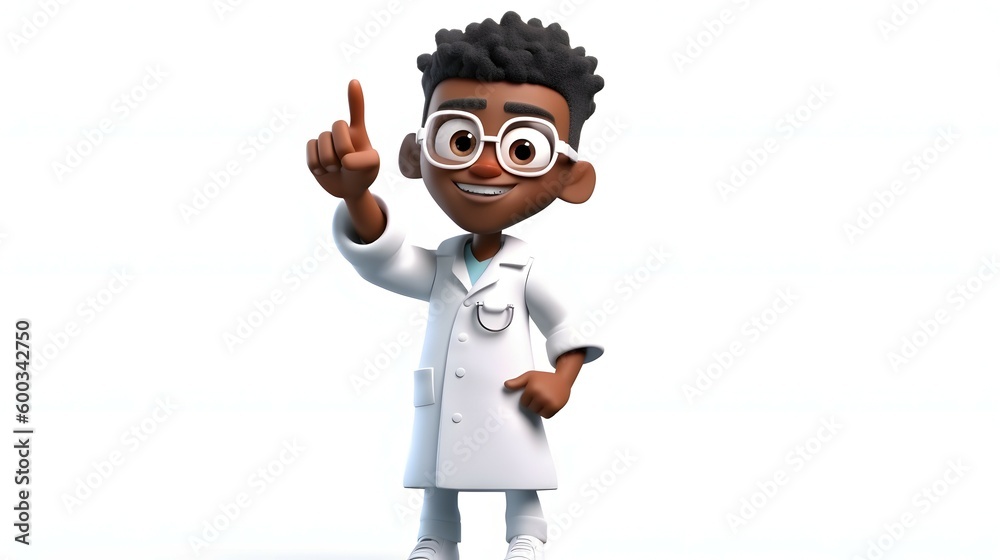 Black man doctor. Therapist cartoon character. Generative AI - obrazy, fototapety, plakaty 