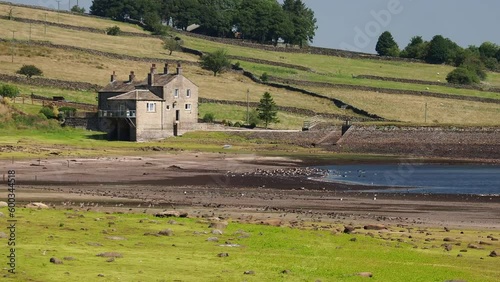 Whitemoor reservoir in drought, Lancashire, summer 2022 photo