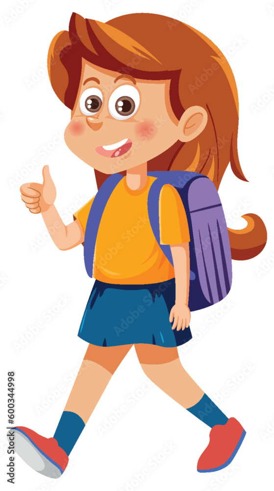 Isolated school girl cartoon character Isolated school girl cartoon character