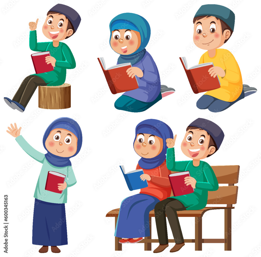 Muslim cartoon characters set Muslim cartoon characters set