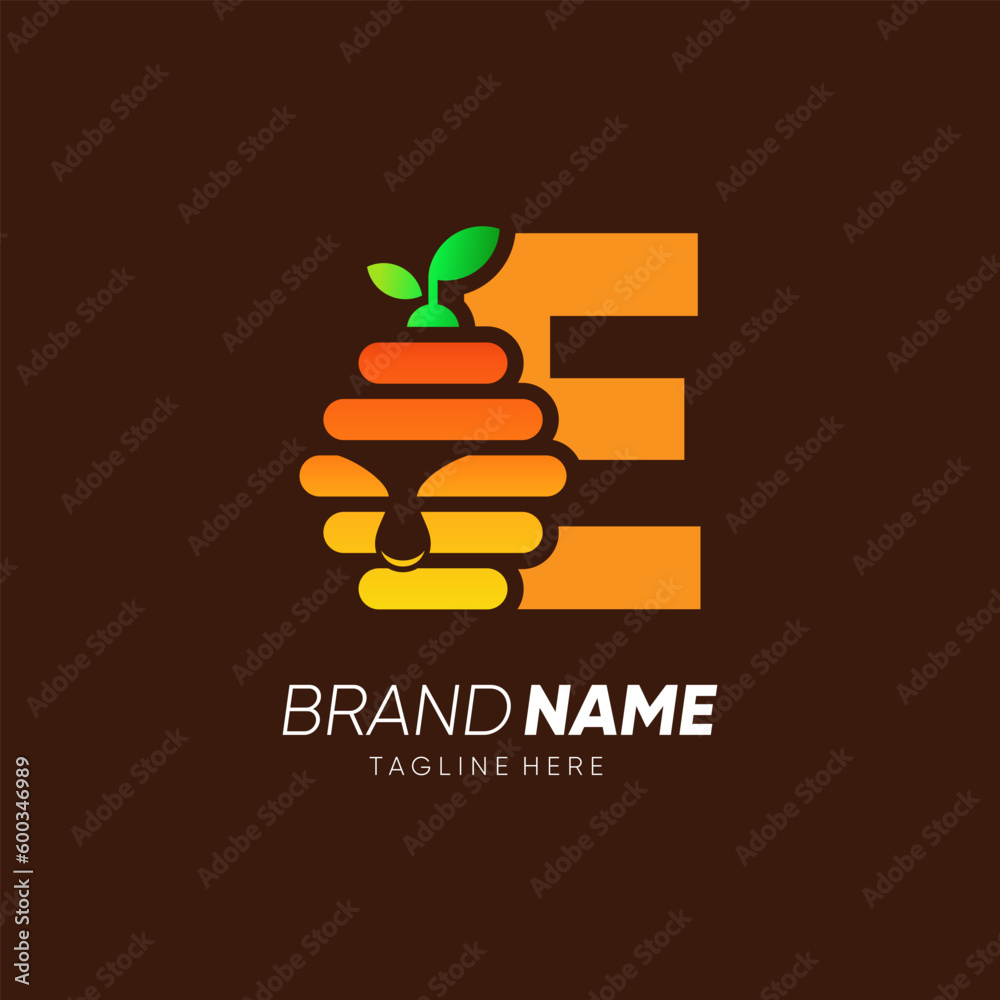 Letter E Initial Bee Hive Logo Design Vector Icon Graphic Emblem Illustration Letter E Initial Bee Hive Logo Design Vector Icon Graphic Emblem Illustration