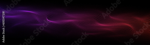 Sparkle particles of wave. Magic background. 3d abstract sci-fi user interface concept with gradient dots and lines. Glowing background with flowing particles.