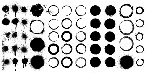 Grunge round shapes. Grunge banner collection. Vector. Set of 53 circles