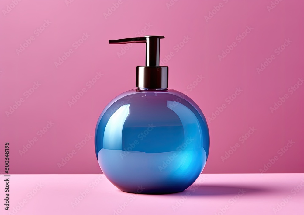 blue plastic soap or shampoo bottle isolated on pink background. Skin care lotion. Bathing essential product. Shampoo bottle. Bath and body lotion. Fine liquid hand wash. Generative ai blue plastic soap or shampoo bottle isolated on pink background. Skin care lotion. Bathing essential product. Shampoo bottle. Bath and body lotion. Fine liquid hand wash. Generative ai