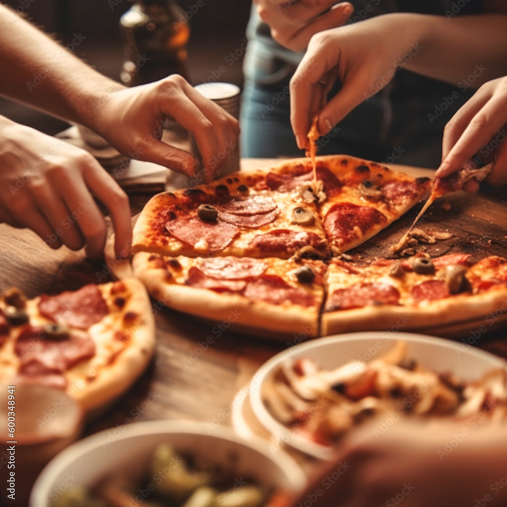 Freude am Teilen: Geselliges Pizza-Essen unter Freunden