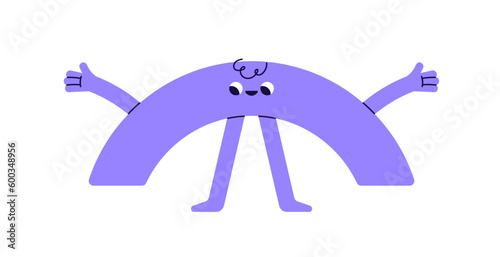 Cute geometric character. Funny geometry shape with happy face expression, positive excited emotion, thumb up gesture. Abstract childish figure. Flat vector illustration isolated on white background