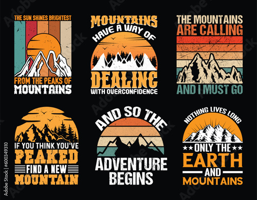 Mountain T shirt Design Bundle, Quotes about Traveling, Adventure T shirt, Hiking, Camping Vintage T shirt design Collection