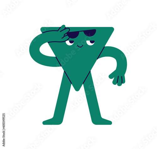 Cute geometric shape. Funny geometry figure in sunglasses. Cool flirting face...