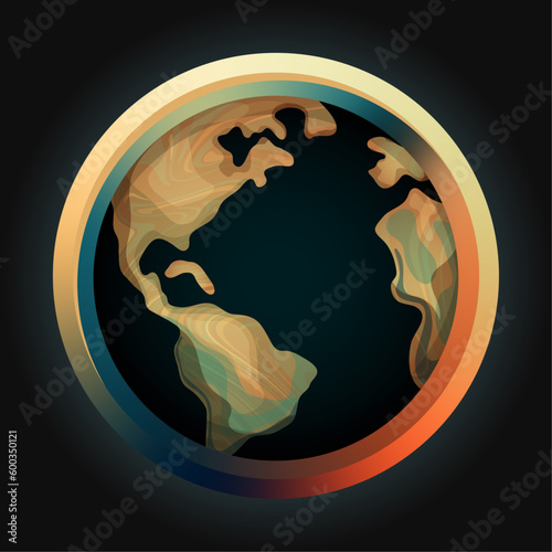Illustration with abstract pattern on the planet, continents, Earth, vector