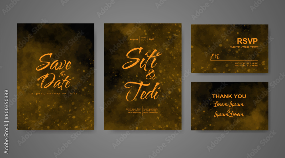 Naklejka premium Wedding invitation with abstract watercolor background