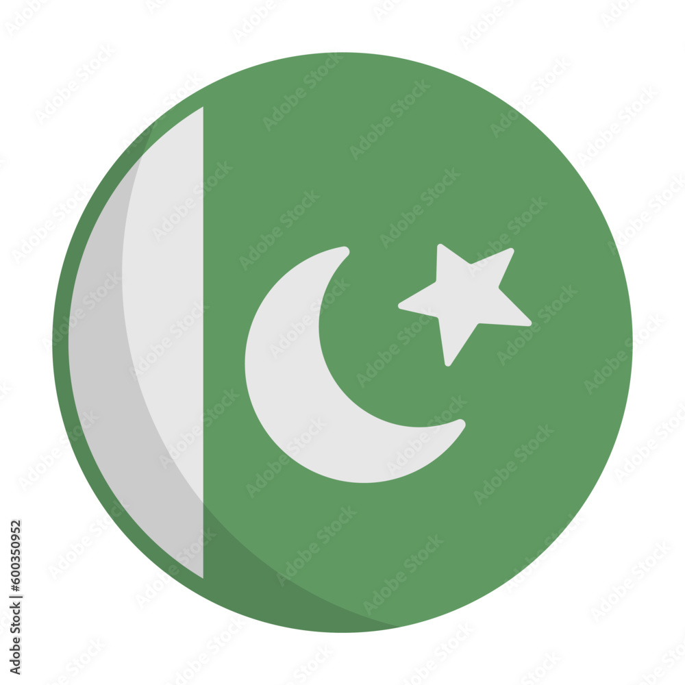 Flat design round Pakistani flag. Pakistan flag. Vector. Flat design round Pakistani flag. Pakistan flag. Vector.