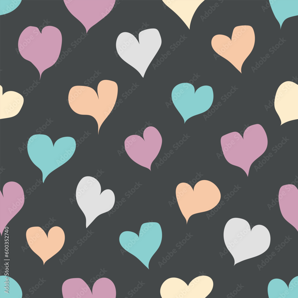 Seamless pattern with colorful hearts