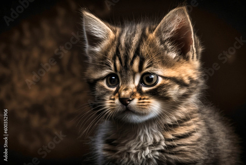 Entzückendes braunes Kätzchen mit großen Augen und flauschigem Fell © PhotoArtBC