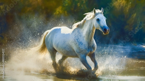 Majestic White Horse.  Generative AI.... © EwaStudio