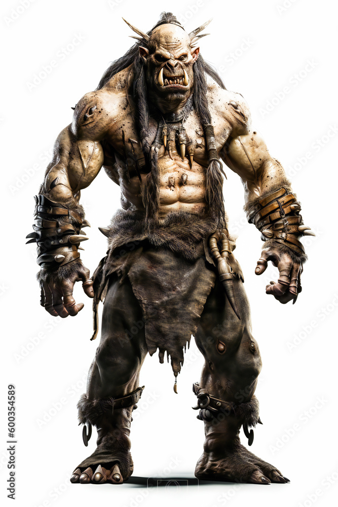 Ogre with Piercing Eyes and Sharp Teeth isolated on white background. AI Generated Ogre with Piercing Eyes and Sharp Teeth isolated on white background. AI Generated
