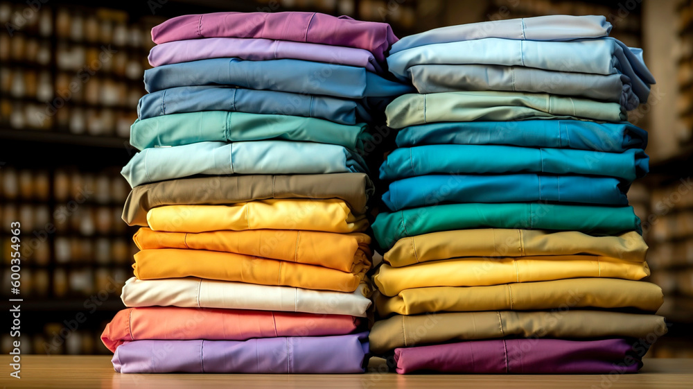 Neatly Folded Medical Scrubs in Various Colors, symbolizing the diverse roles of nurses. Neatly Folded Medical Scrubs in Various Colors, symbolizing the diverse roles of nurses.