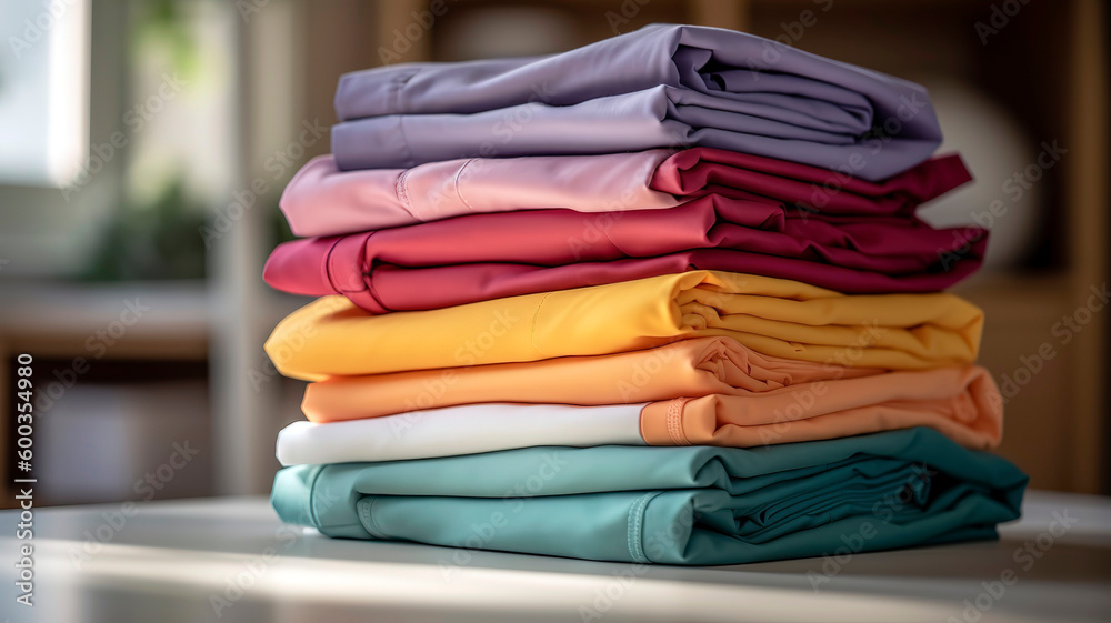Neatly Folded Medical Scrubs in Various Colors, symbolizing the diverse roles of nurses. Neatly Folded Medical Scrubs in Various Colors, symbolizing the diverse roles of nurses.