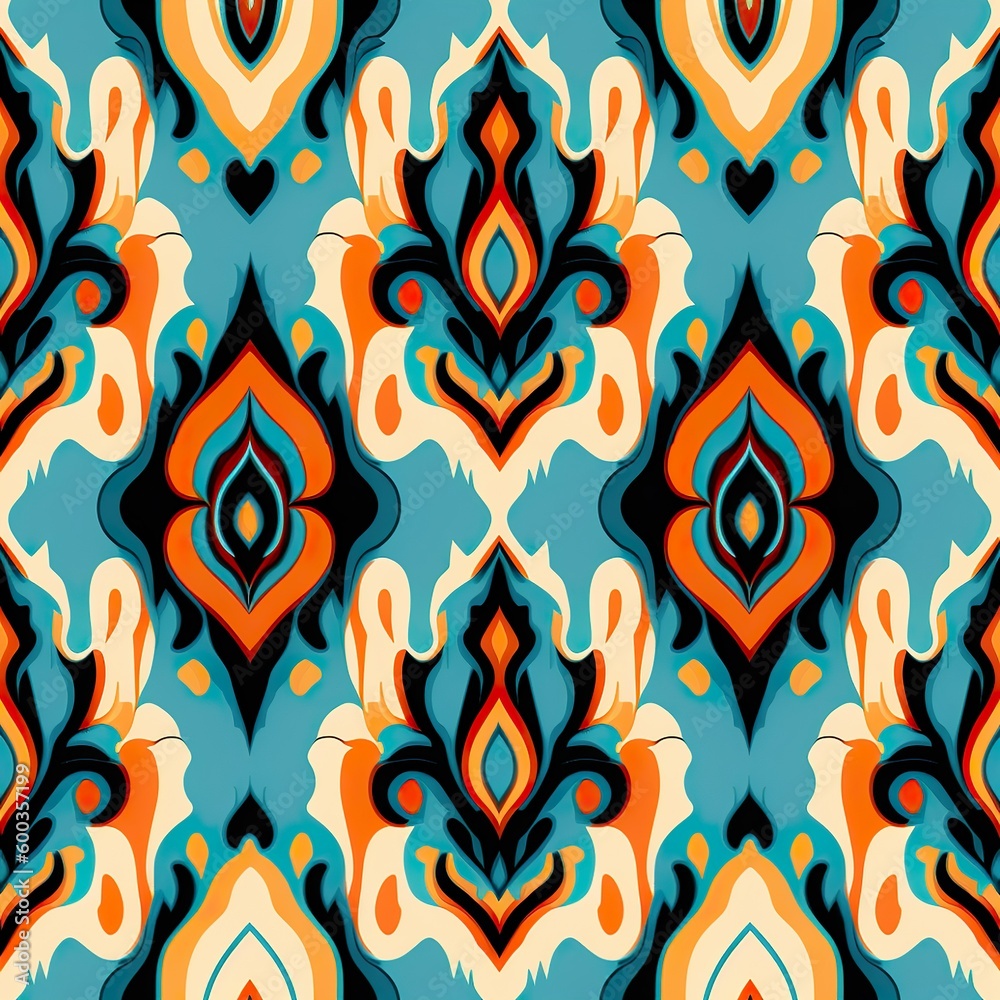 Ikat Pattern tillable, Generative Ai Ikat Pattern tillable, Generative Ai