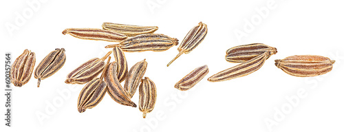 Spice cumin. Dried cumin seeds isolated on a white background, macro. photo