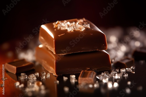 Delicious sweet chocolate bar close up photo