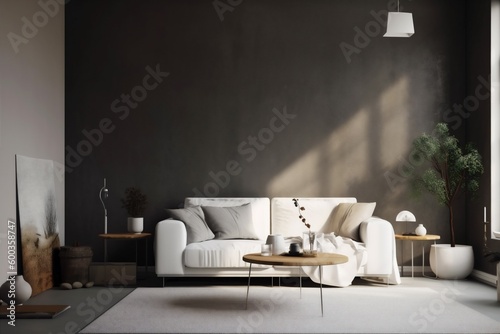 interior background house lifestyle cushion decoration lounge luxury empty indoor. Generative AI.