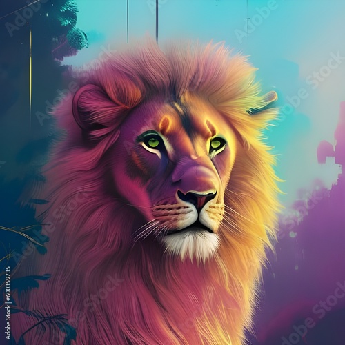 lion watercolor aquarelle  colorful concept art Generative AI © Alexander Beker