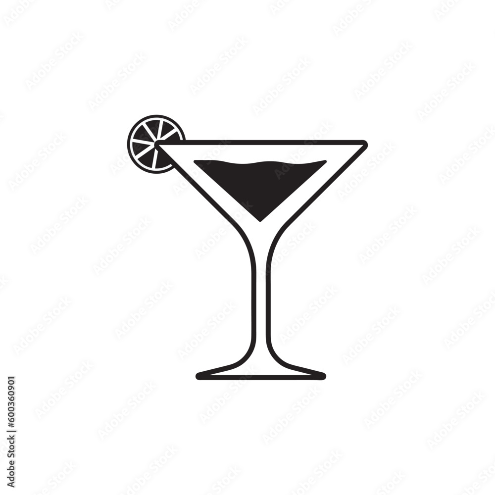 Martini cocktail icon, drink glass Martini cocktail icon, drink glass