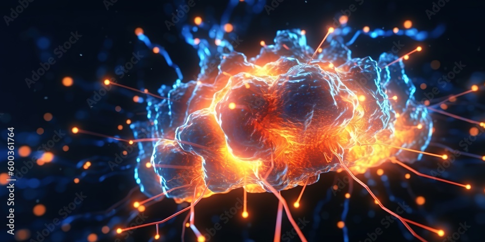 Glowing connected network lines, generative ai Glowing connected network lines, generative ai