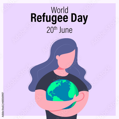 Vector illustration of World Refugee Day 20 June social media feed story mockup template