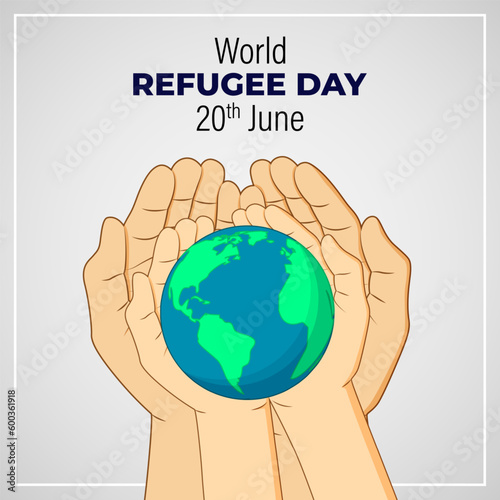 Vector illustration of World Refugee Day 20 June social media feed story mockup template