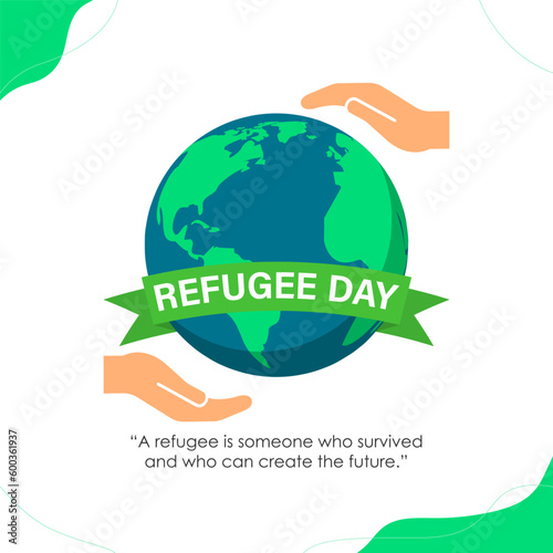 Vector illustration of World Refugee Day 20 June social media feed story mockup template