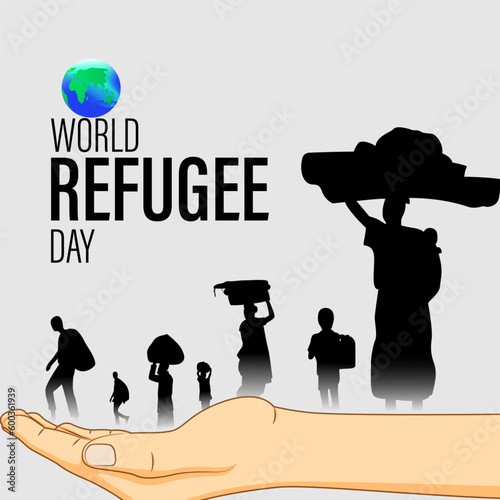 Vector illustration of World Refugee Day 20 June social media feed story mockup template