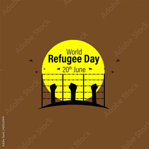 Vector illustration of World Refugee Day 20 June social media feed story mockup template