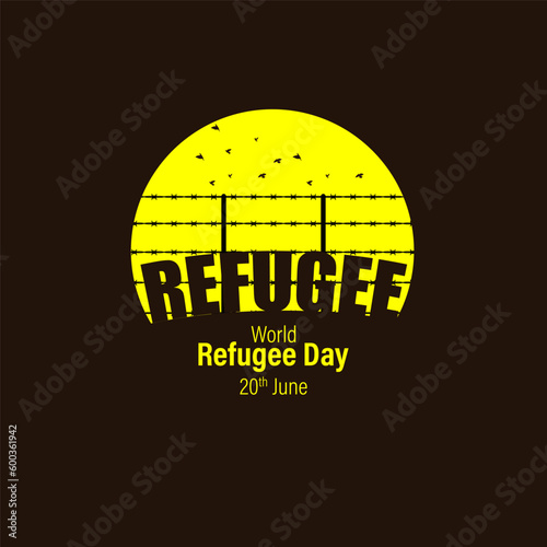 Vector illustration of World Refugee Day 20 June social media feed story mockup template