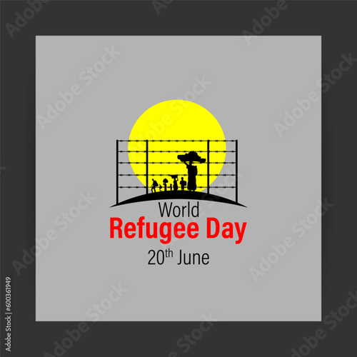Vector illustration of World Refugee Day 20 June social media feed story mockup template