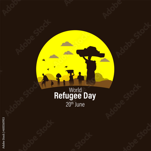 Vector illustration of World Refugee Day 20 June social media feed story mockup template