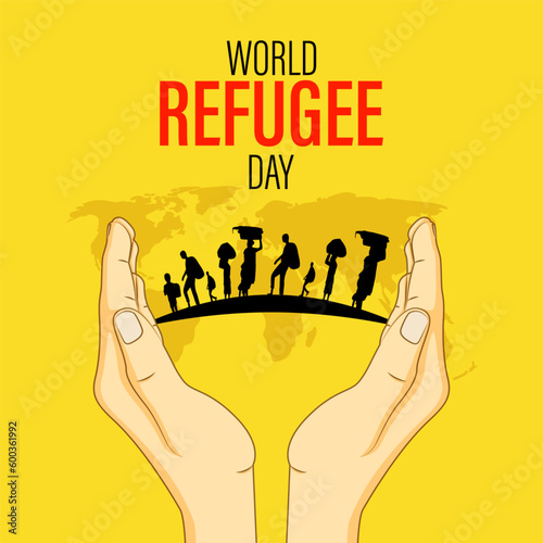 Vector illustration of World Refugee Day 20 June social media feed story mockup template